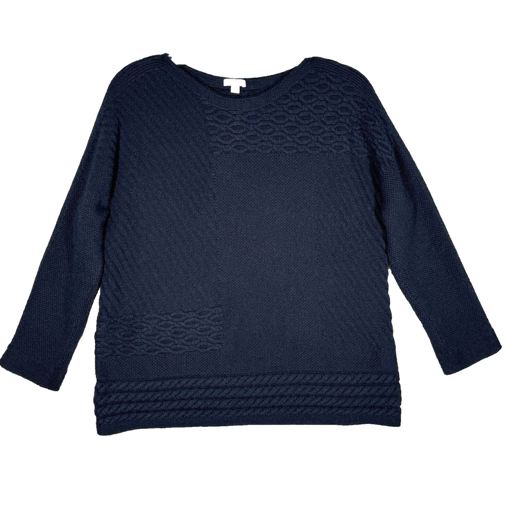 J Jill Sweater Womens Large Blue Stretch Office Casual Versatile Bohemian Preppy